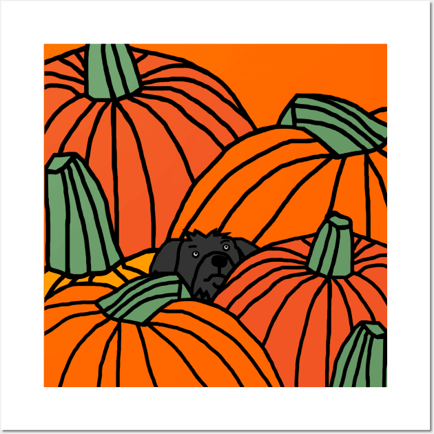 Pumpkin Patch with Cute Dog Ready for Halloween Wall Art by ellenhenryart